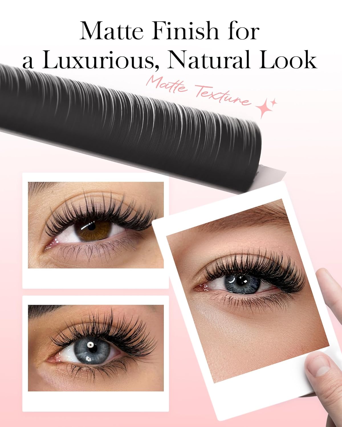 BEYELIAN Flat Eyelash Extension, Ellipse Lash Extensions 0.15 D Curl 13mm 16 Rows Matte Black Eyelash Extension Supplies Classic Lash Extensions Individual Eyelashes Salon Use
