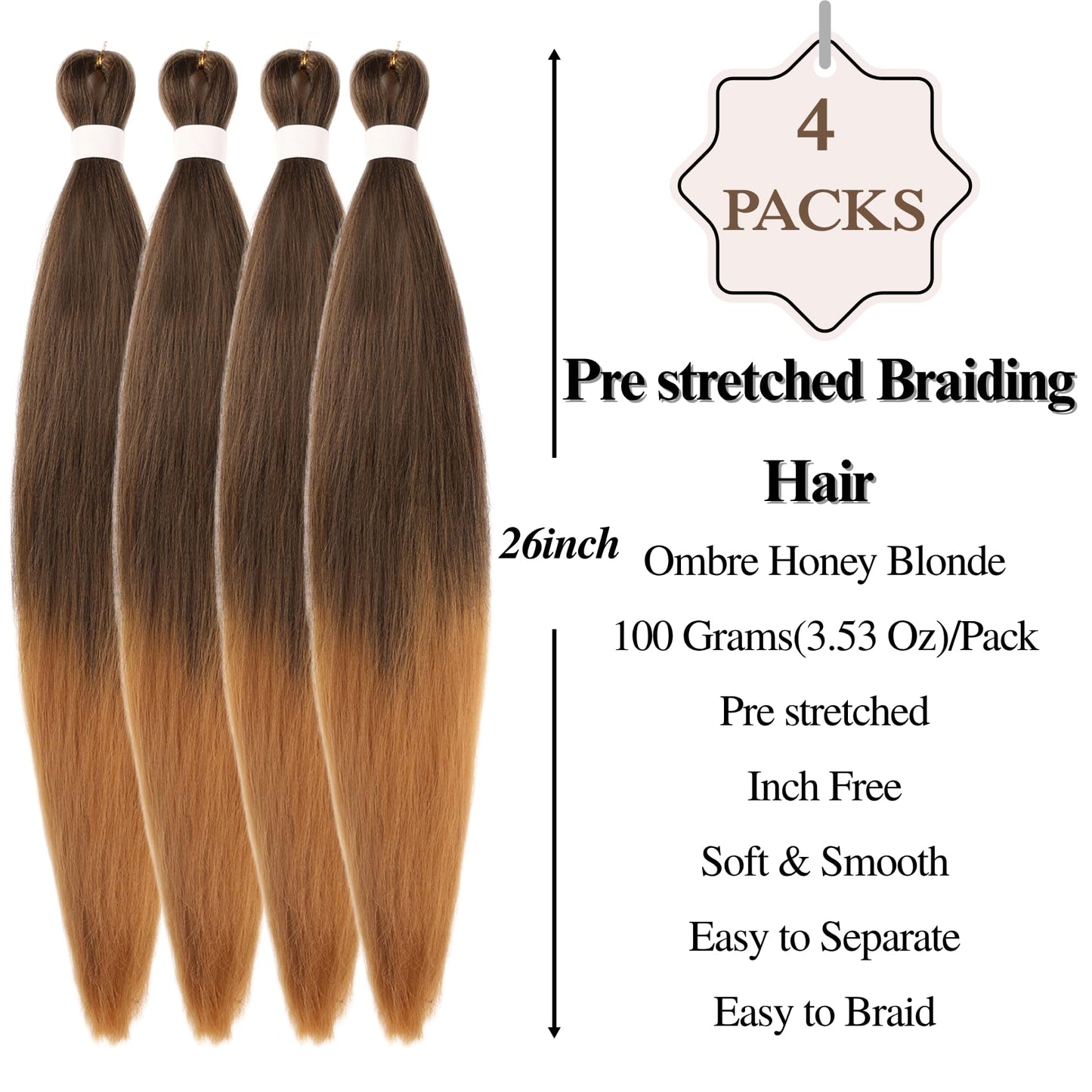 Brown Blonde Boho Hair for Braiding Synthetic Hypoallergenic Pre stretched Braiding Hair for Boho Braids Curly Deep Wave Inch Fr