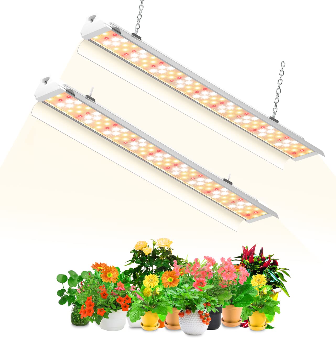 SZHLUX Grow Light Strips 4FT 140W Full Spectrum Warm White LED Bulbs for Indoor Plants - Model SZ-2T70, 2 Pack