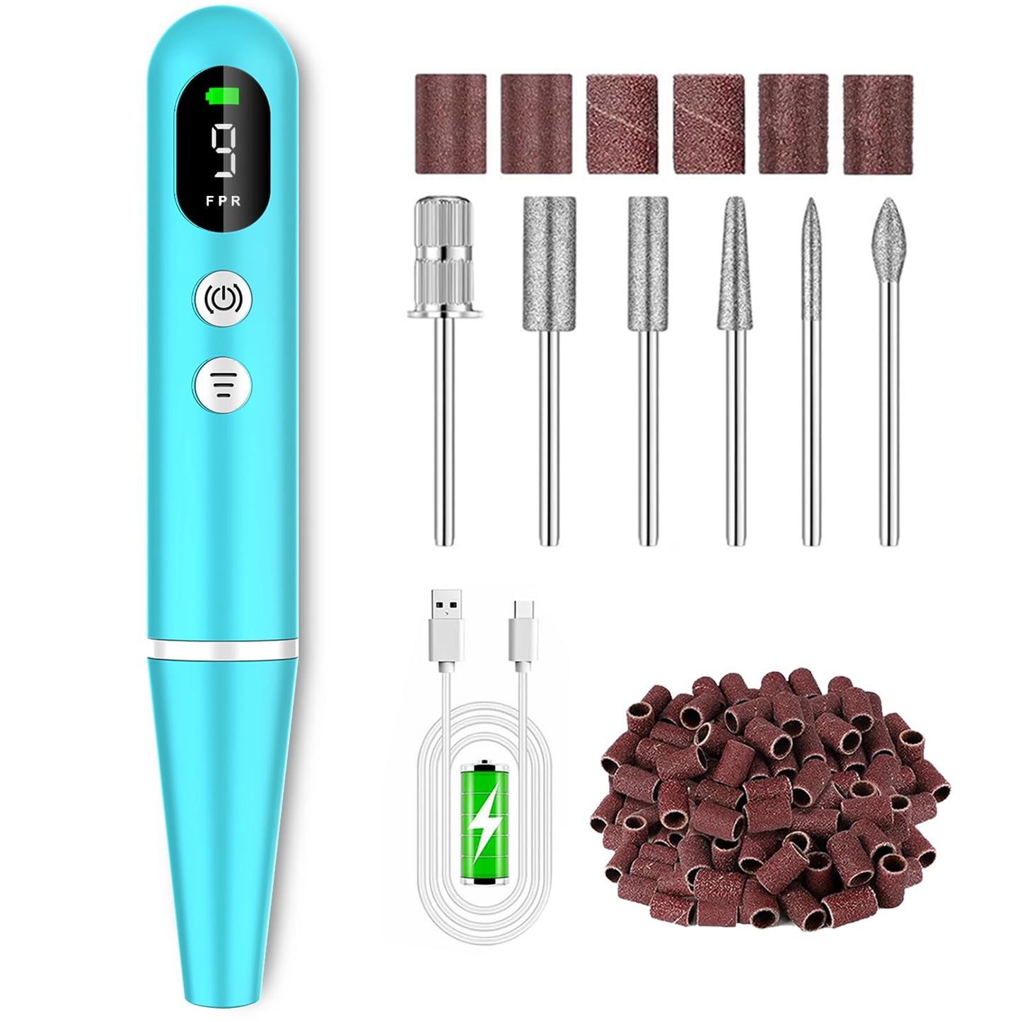 Cordless Electric Nail Drill File kit:Nail File Electric with 9 Speed LED Display for Acrylic Gel Dip Powder Polish,Professional