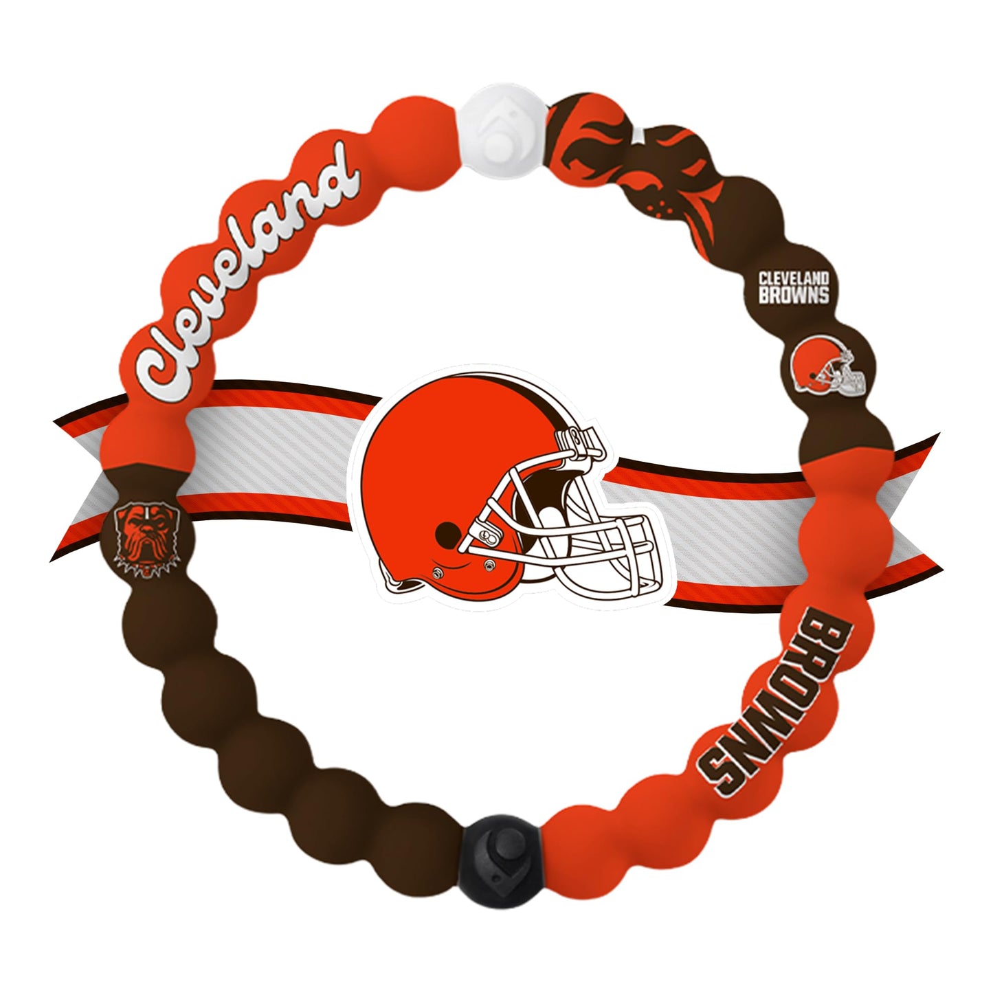 Lokai NFL Football Collection Silicone Beaded Bracelet, Cleveland Browns Home Field (Extra Large) - Beaded Bracelet for Women &
