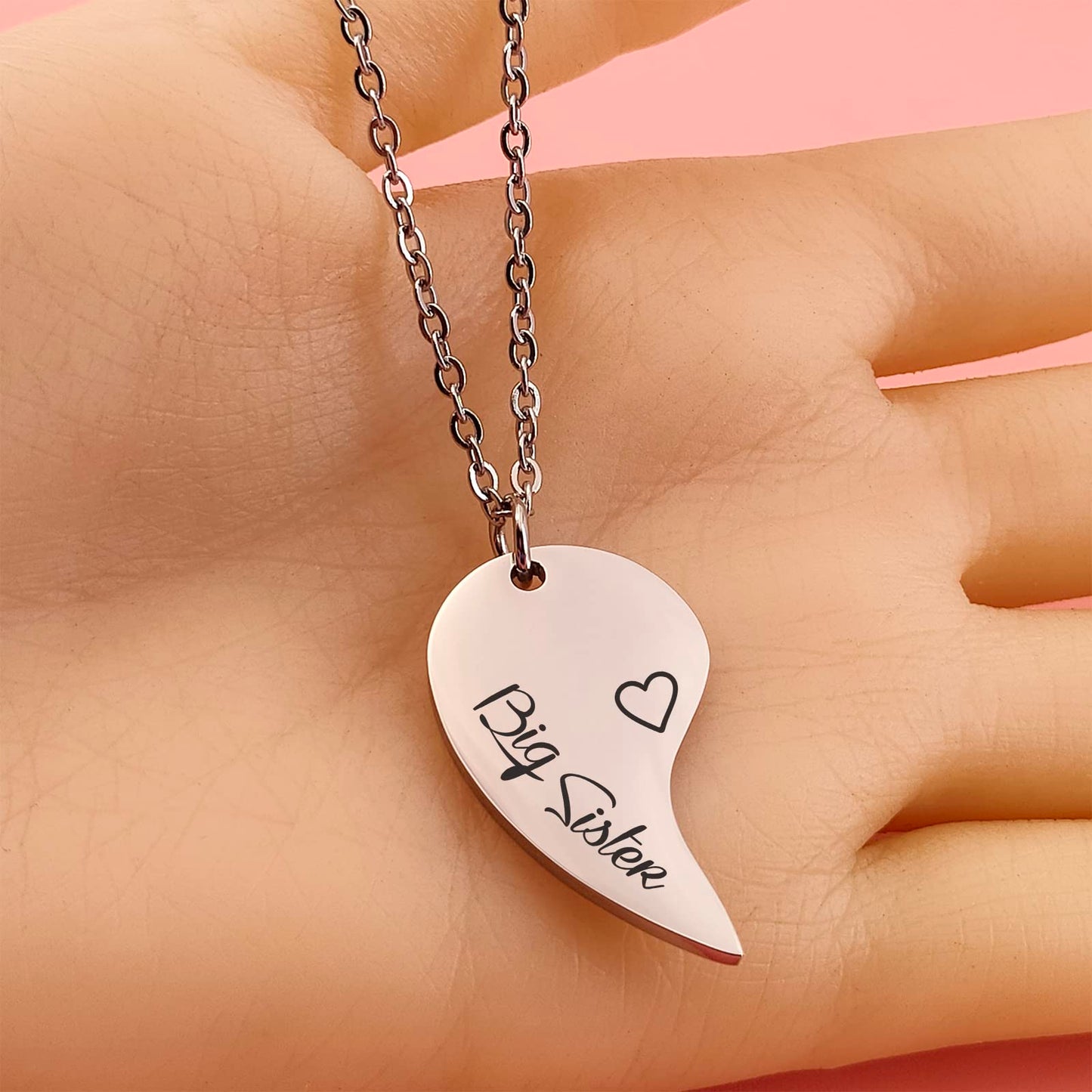 HOFOYA Sisters Necklace 2 Piece Best Friends Pendant for 2 Split Heart Matching Necklaces Set of 2 Jewelry Gifts for 2 Sisters.