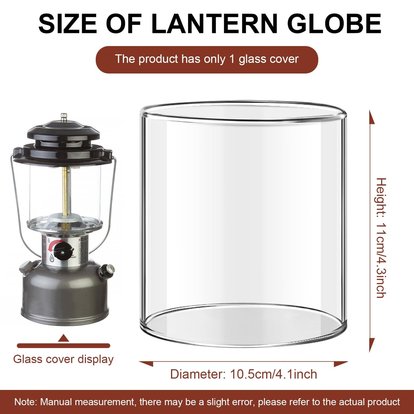 Batator Glass Globe For Dual Fuel Lanterns Replacement - Compatible With Coleman Model 288 Series Propane Lanterns -   Resistant Outdoor Lighting Accessories For Camping  Hiking & Emergency Use