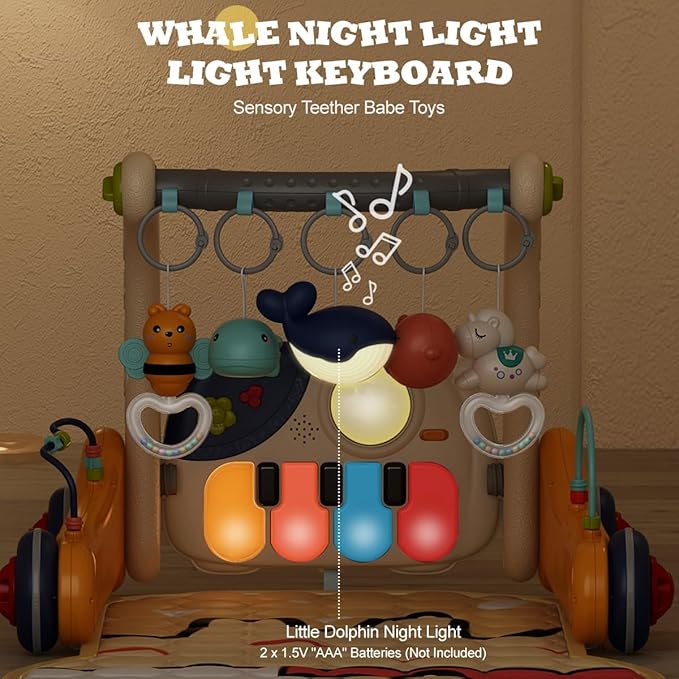 3-in-1 Baby Gym Play Mat with Kick Piano – Musical Activity Center for Infants & Toddlers, Tummy Time Playmat with Lights for Newborns (0-12 Months)