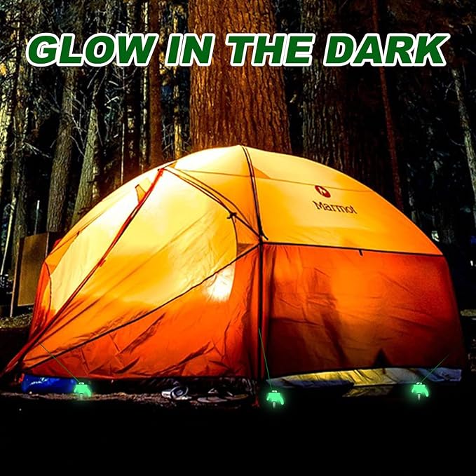 JaGely 10 Pcs 12 Inch Tent Stakes Heavy Duty Grow in the Dark Tent Stakes Metal Screw in Camping Stake with Luminous Head Ground Anchor Peg with Hex Head Driver for Camping Yard Decor (Luminous White)