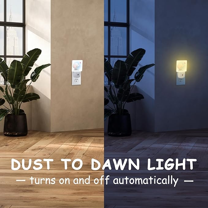 Cute Baby Elephant Play Butterfly Night Light Plug into Wall with Dusk to Dawn Sensor Energy Efficient LED Nightlight for Women Girls Boys Room Decor,Hallway,Kitchen,Bathroom,Nursery,Stairs