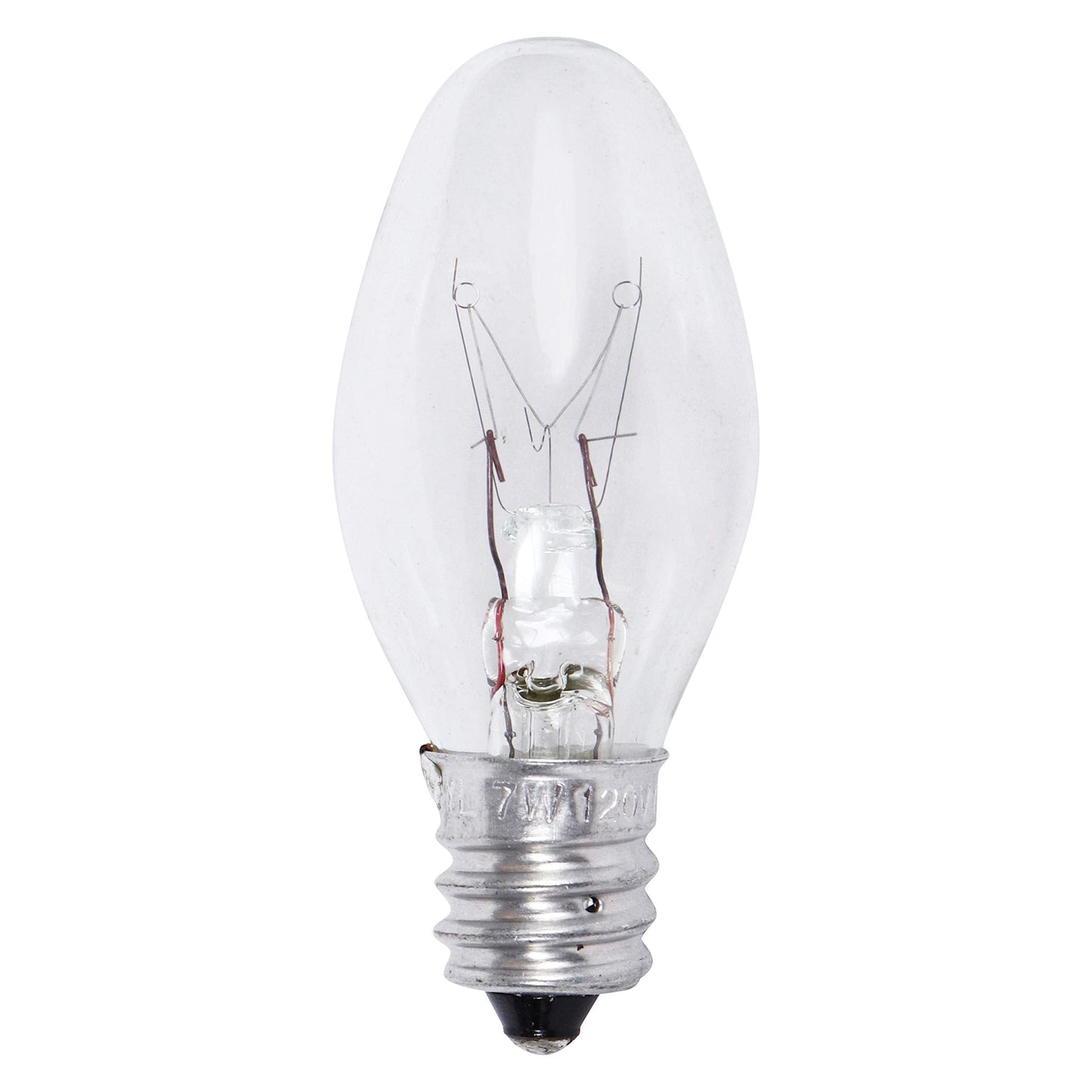 Ledvance Sylvania 7W C7 Night Light Bulb, E12 Base, 40 Lumens, Warm White, Clear Finish, 4 Count, Model 13545