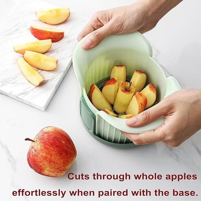 Apple Slicer, 8 Slices Heavy Duty Apple Cutter with Stand, Apple Corer&Tomato Slicer with Comfort Handle，Up to 3.8 IN Apples, The new apple slicer and corer also comes with tomato cutting blades.