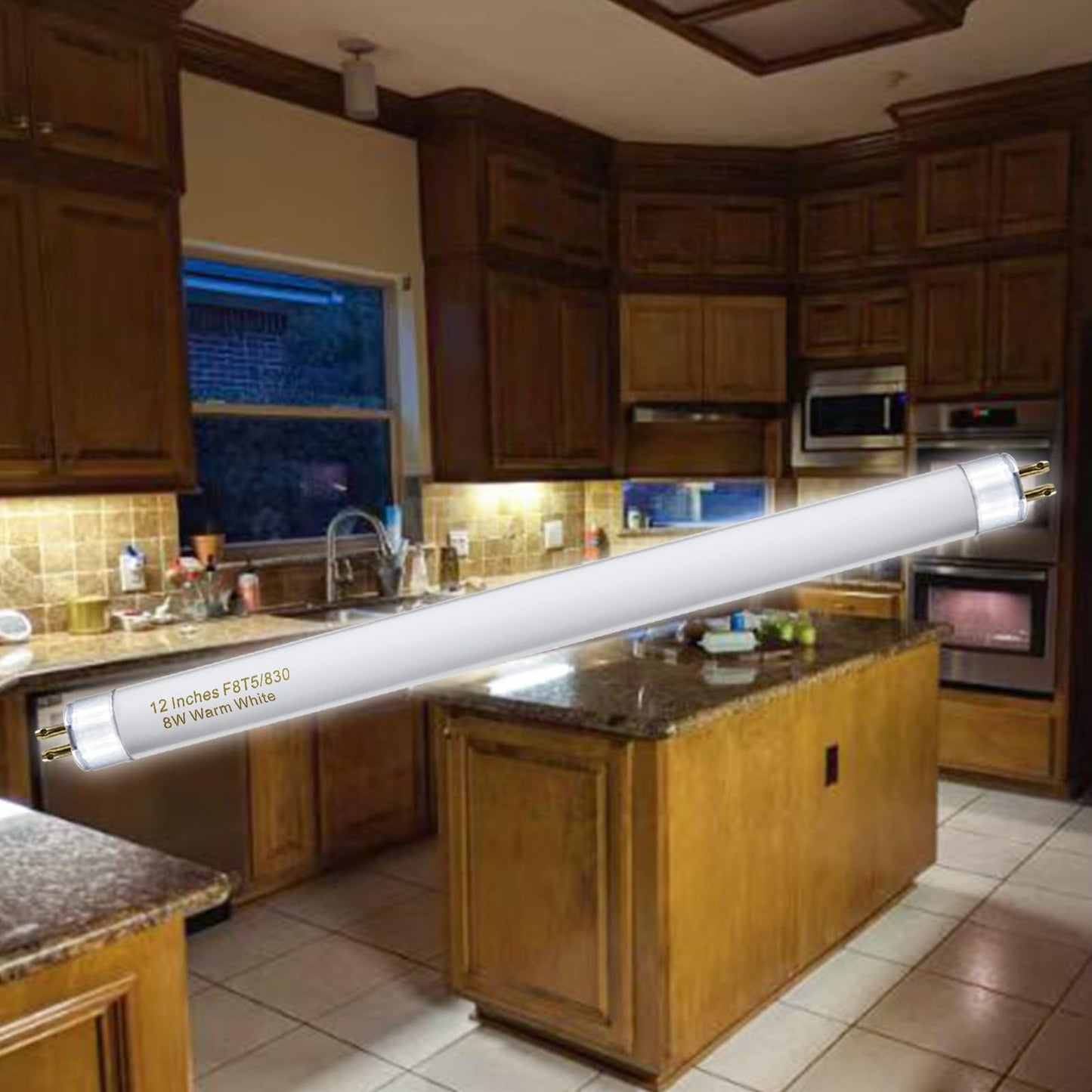 Konideke 8 Pack F8T5/WW Fluorescent Bulbs Warm White, 12 inch Under Cabinet Light Bulb, T5 8 Watt Fluorescent Tube Soft White, G5 Mini Bi 460 Lumens No Dimmable