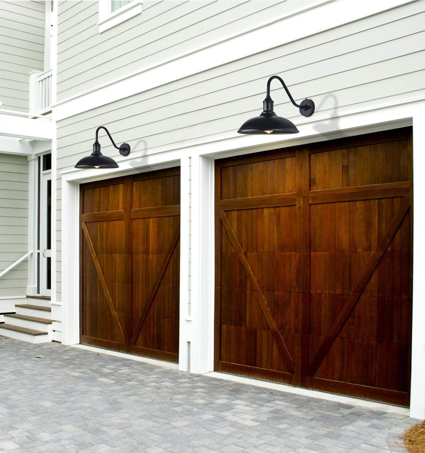 Ytzlvw 15 Inch Large Black Outdoor Gooseneck Barn Lights  From Dusk To Dawn Farmhouse Barn Lights  Galvanized + discomfort-reducingted Classic Look  Suitable For Porch  Garage  Outdoor Lighting.