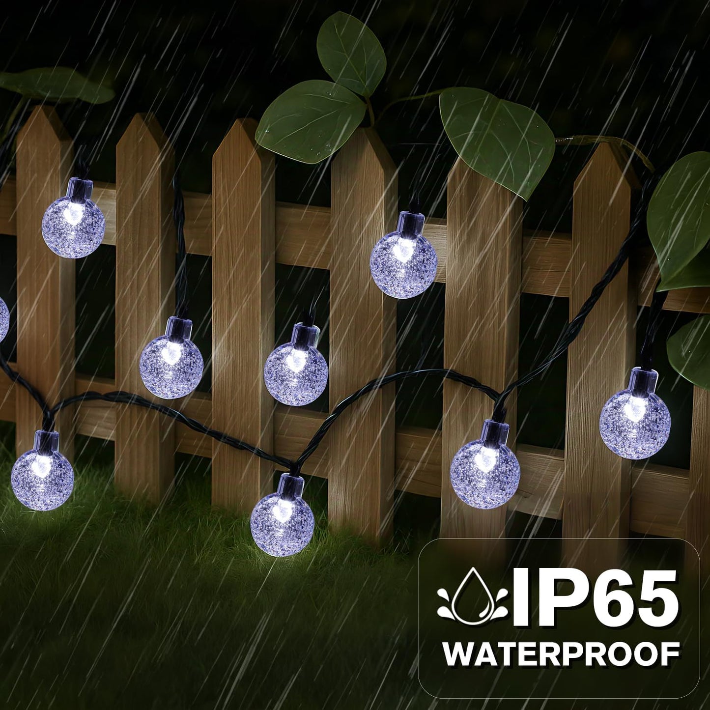 Metaku Solar String Lights, 72FT 120 LED, 8 Lighting Modes, 2 Pack, Cool White, Plastic