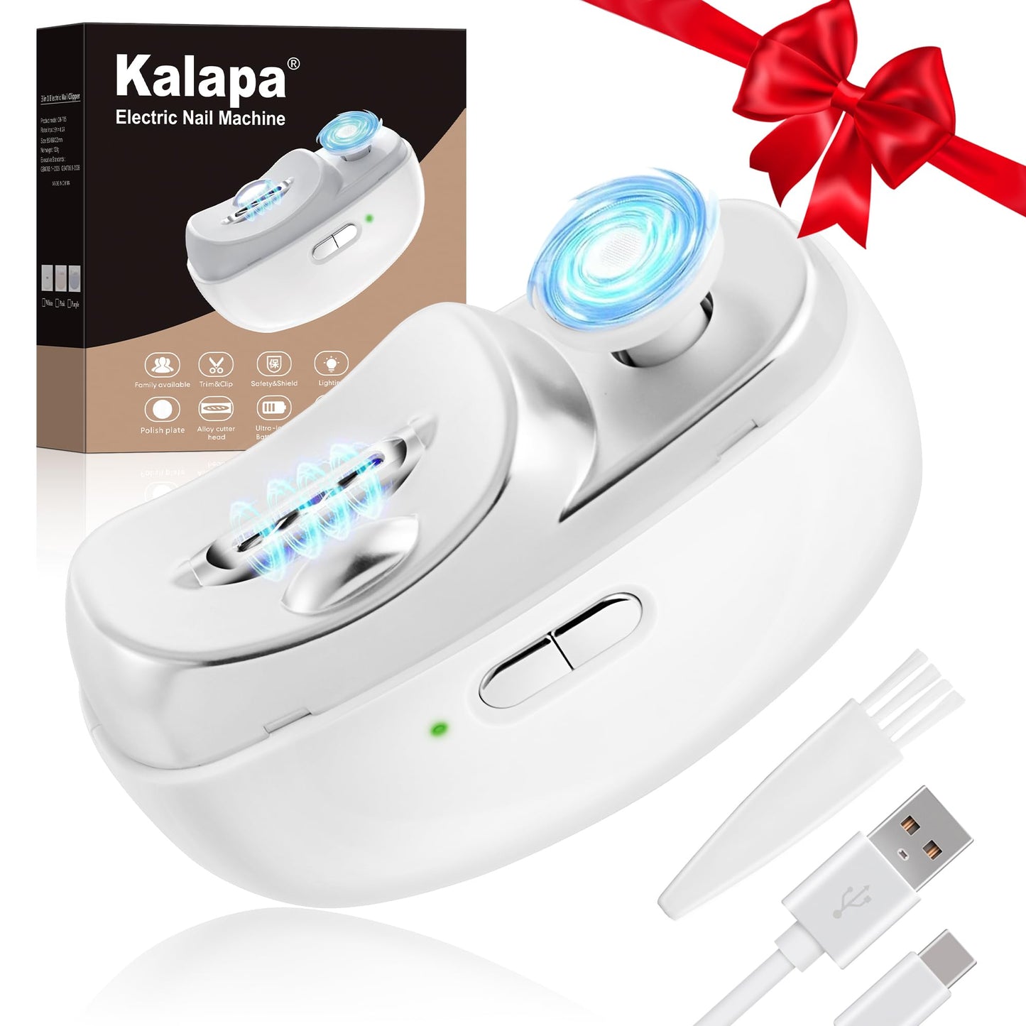 Electric Nail Clippers Upgraded 3 in 1 Automatic - with Polishing, Dust Storage & LED Light, Nail File Toenail Trimmer, Gifts fo