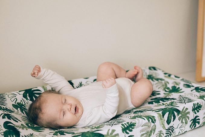 Little Unicorn Premium Changing Pad Cover | Extra Soft & Breathable Muslin Fabric (Tropical Leaf)