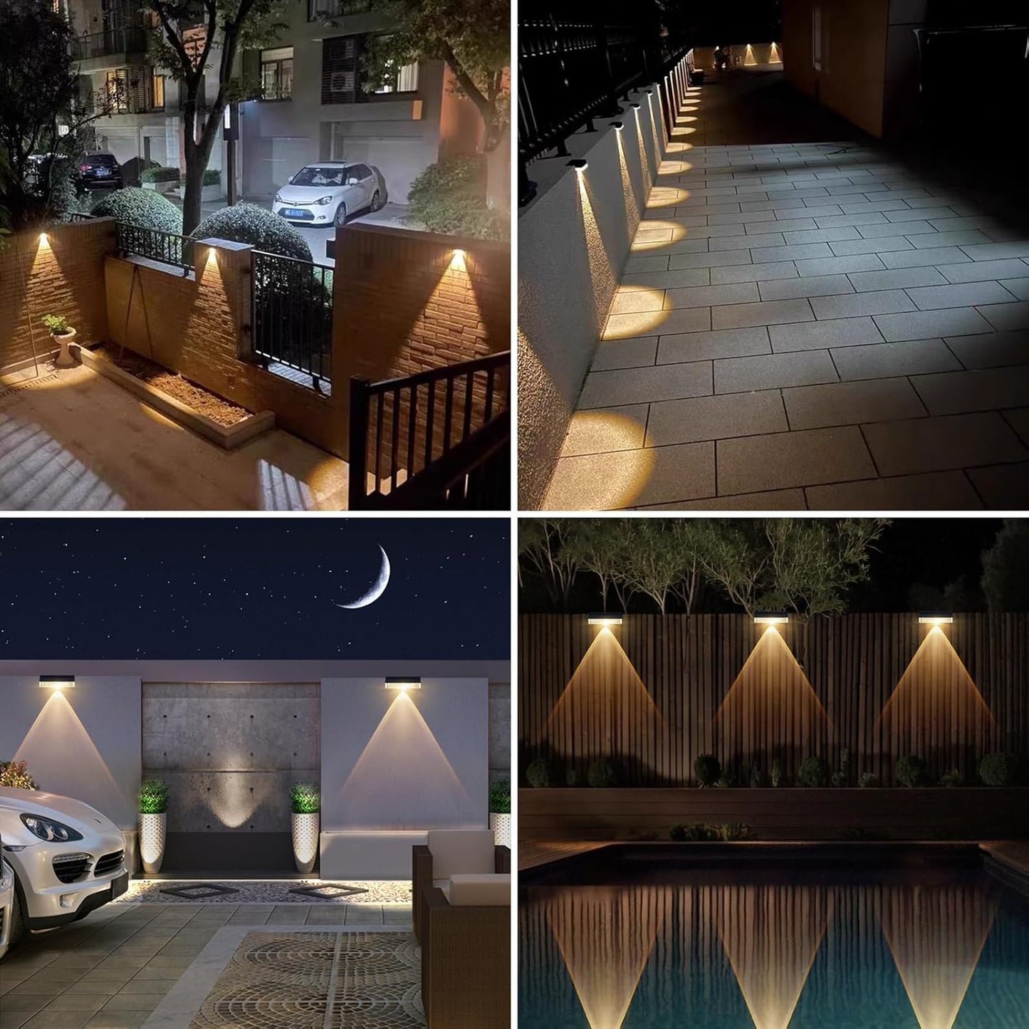 Agotd Solar Fence Lights Outdoor  8 Pack Fence Light Solar Powered Wall Lighting  Deck Lights Waterproof Led For Outside  Garden  Backyard  Patio  Pathway  Railing  Pool  Stairs  Step  Warm White