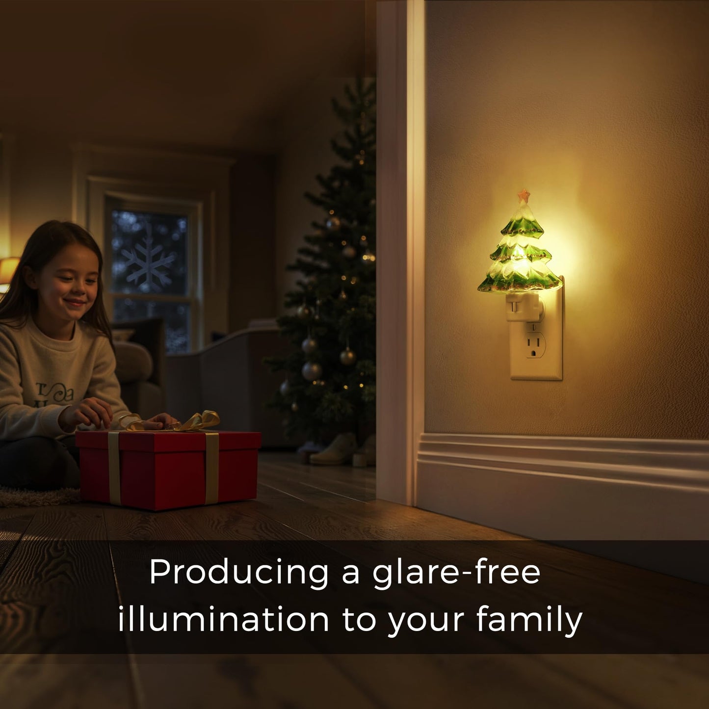 L LOHAS LED Christmas Tree Night Light, 3000K Warm White, 360° Rotatable, Model NL02202US, Cute Holiday Gift, 1 Pack