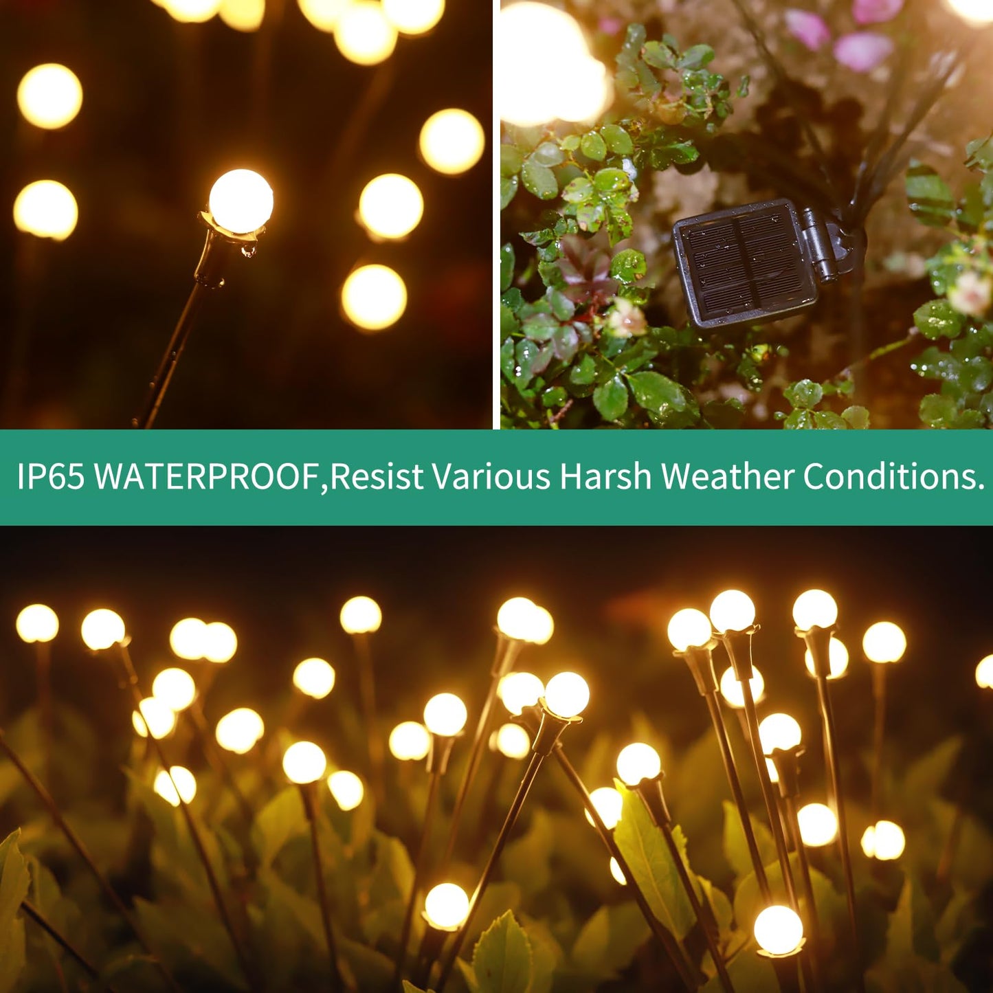 Vignuto Solar Lights Outdoor Waterproof, 16LED, 2 Packs, Warm White, Plastic, Model Vignuto-01