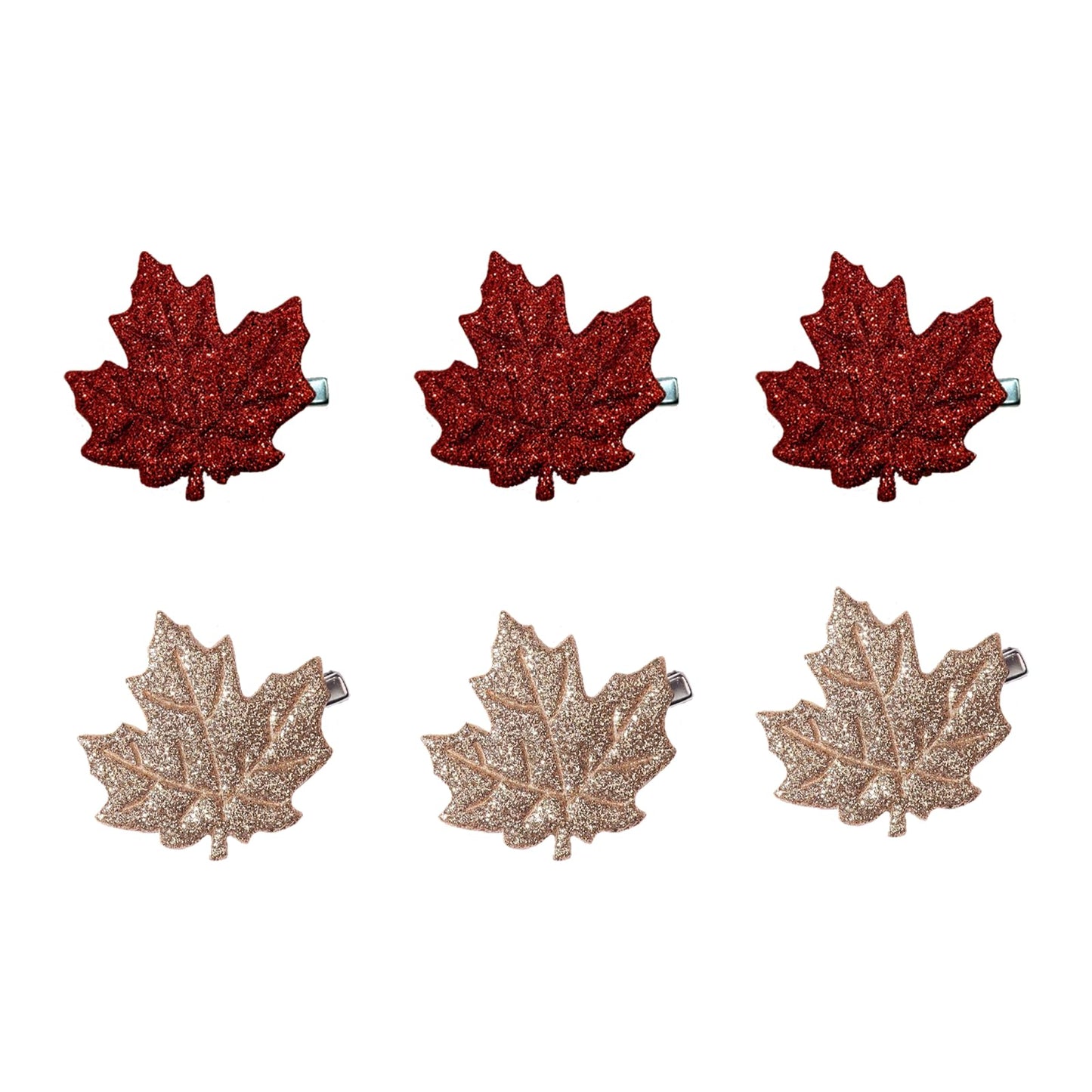 Fall Hair Clips for Women Girls Glitter Maple Leaf Hair Accessories Autumn Cute Barrettes Thanksgiving Red Gold Leaves Hairpins
