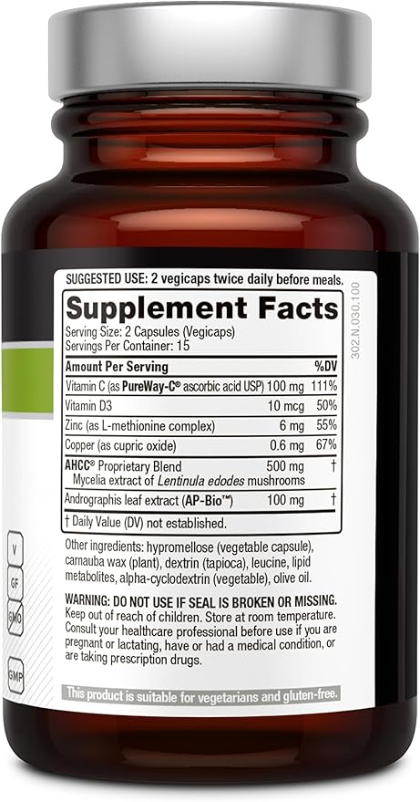 Quality of Life Premium AHCC Complex – ImmunoComplex Includes AHCC Mushroom Extract, Vitamin C, Vitamin D3, Copper, Zinc
