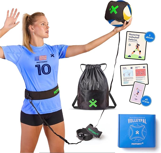 MOTOMY™ Volleyball Training Equipment Aid ‘VolleyPal’ – Solo Rebounder Trainer for Serve, Spike, Set & Pass; Indoor and Ou...