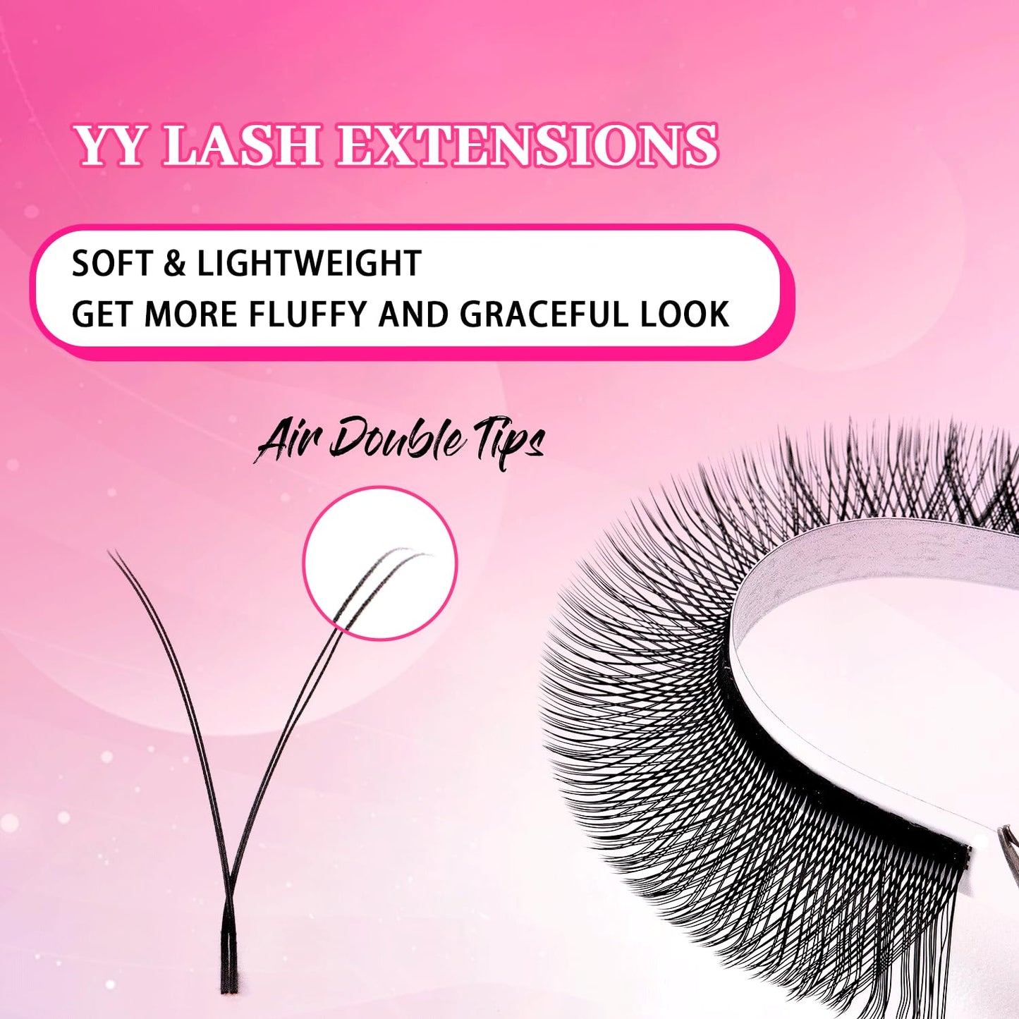 TDANCE YY Lash Extensions D Curl 0.07mm Thickness Volume Extension 4D Fans 12mm YY Lashes Long Lasting Easy Application Lashes P