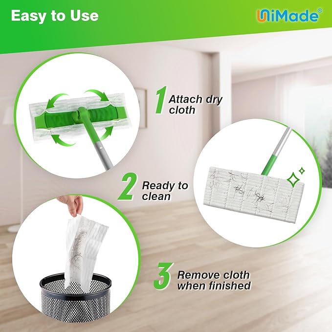 Dry Sweeping Cloths, 100 Count Mop Refill Compatible with Swiffer Sweeper - Disposable Duster Refills Mops for Cleaning Hardwood Floor Dust