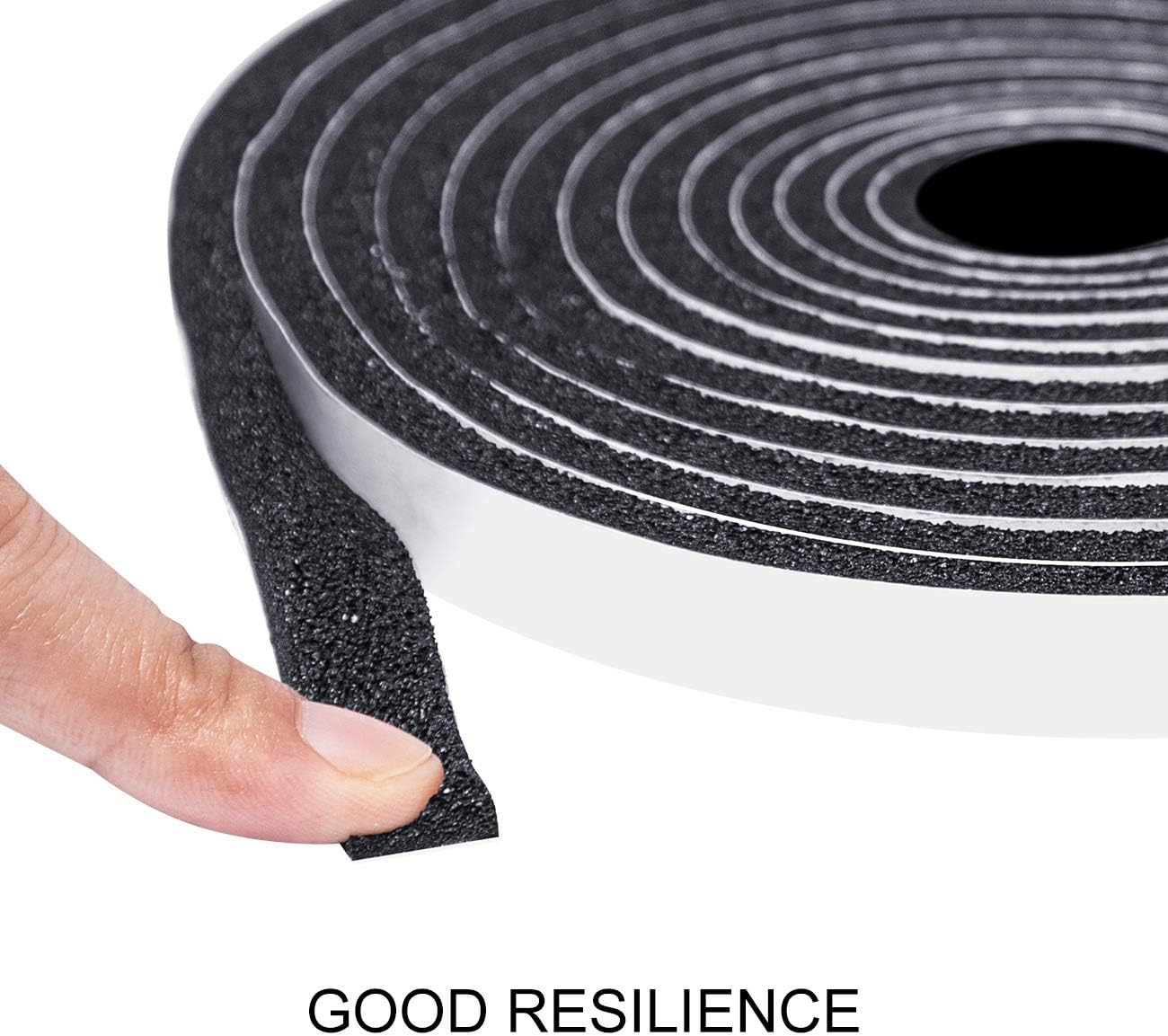 TORRAMI Low Density Foam Weather Stripping 1/2 inch W X 1/4 inch T for Doors and Windows, Self Adhesive Seal Tape Insulation Strips Total 13 feet (2 Rolls of 6.5 Ft Each)