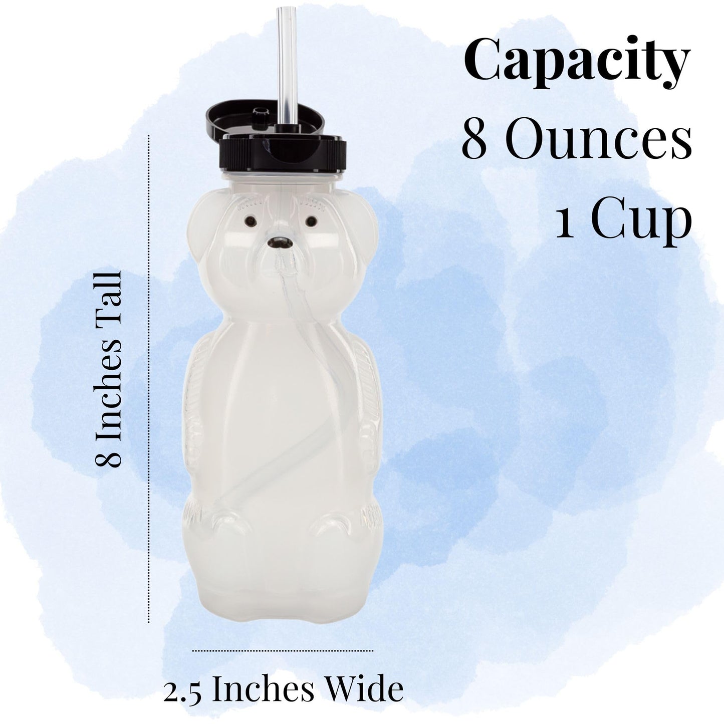Cornucopia Brands Honey Bear Straw Cups (3-Pack); 8-Ounce Therapy Sippy Bottles w/Flexible Straws