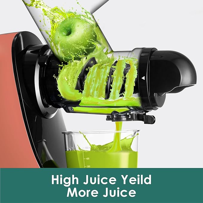 Fretta Cold Press Juicer,Juicer Machines Vegetable and Fruit with 3'' Feeding Chute, Masticating Slow Juicer, Juice Extractor, Easy to Clean,2 Speed, BPA-Free, 200W (Orange)