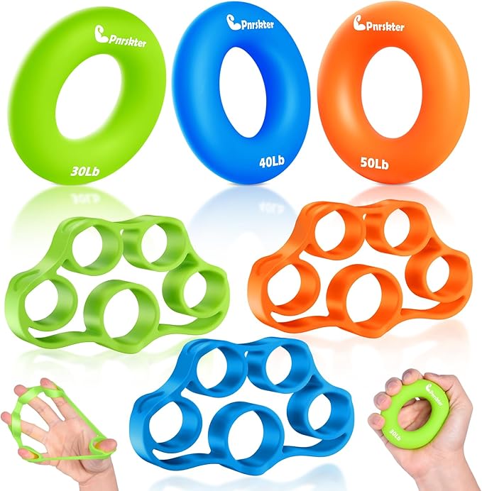 Pnrskter Hand Grip Strengthener, Finger Exerciser, Grip Strength Trainer (6 PCS),New Material,Forearm Grip Workout, Finger...