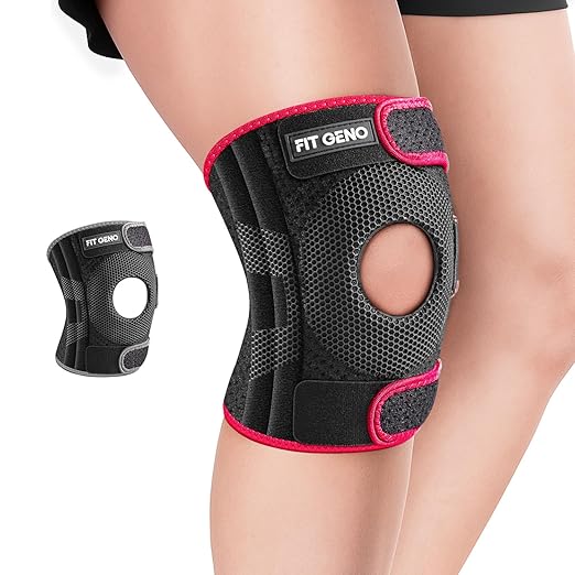 Fit Geno KneeXpert Knee Brace with Side Stabilizers & Patella Gel Pad - Adjustable Compression Support for Pain Relief, Me...