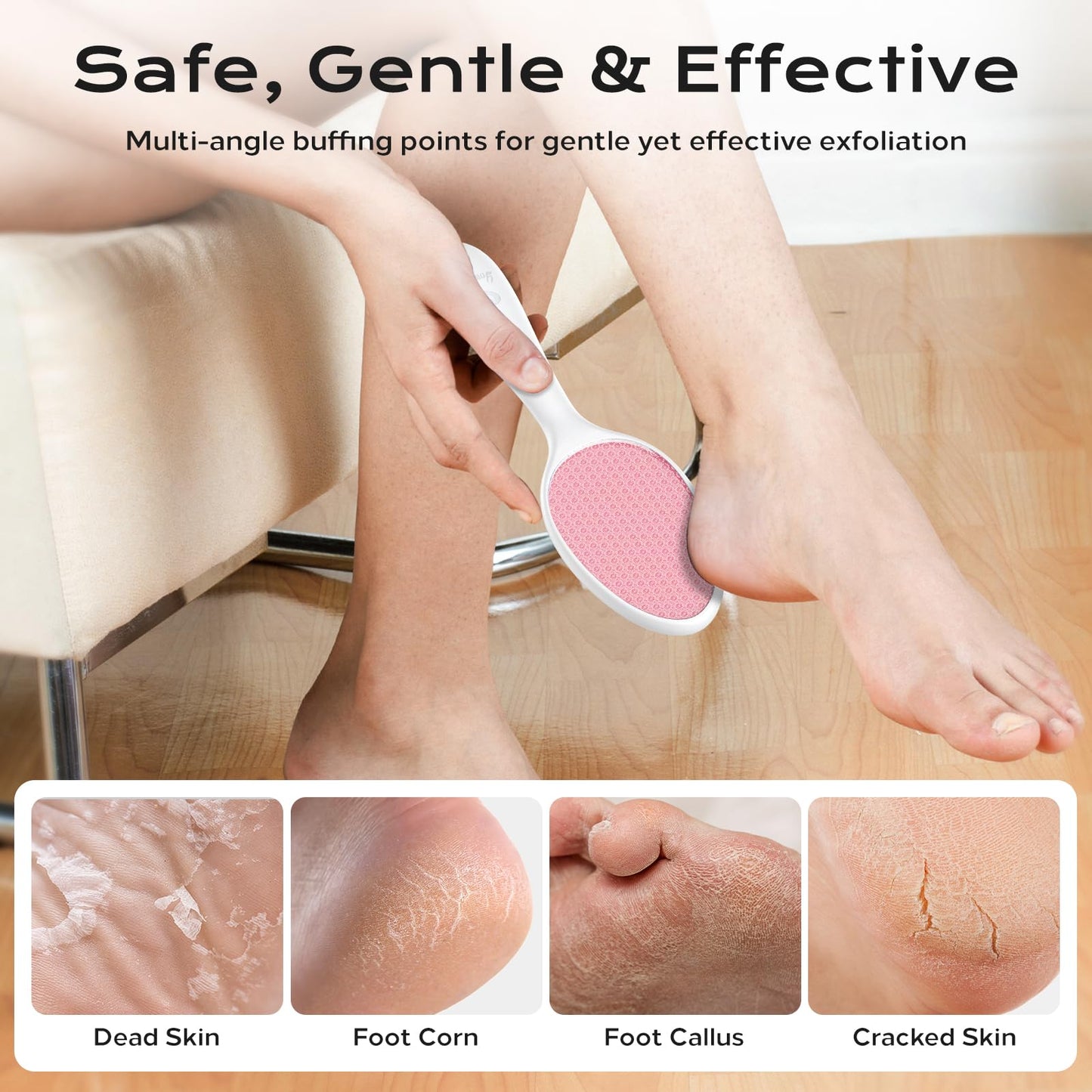 yomanta Foot File, Nano Glass Foot File Callus Remover with Handle, 2-in-1 Foot Scrubber Dead Skin Remover, Gentle Exfoliation F