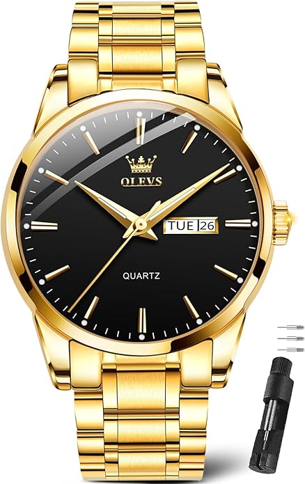 OLEVS Classic Men Watches with Date,Stainless Steel Man Watch with Date, Bussiness Watches for Men,Luminous Quartz Mens Wa...