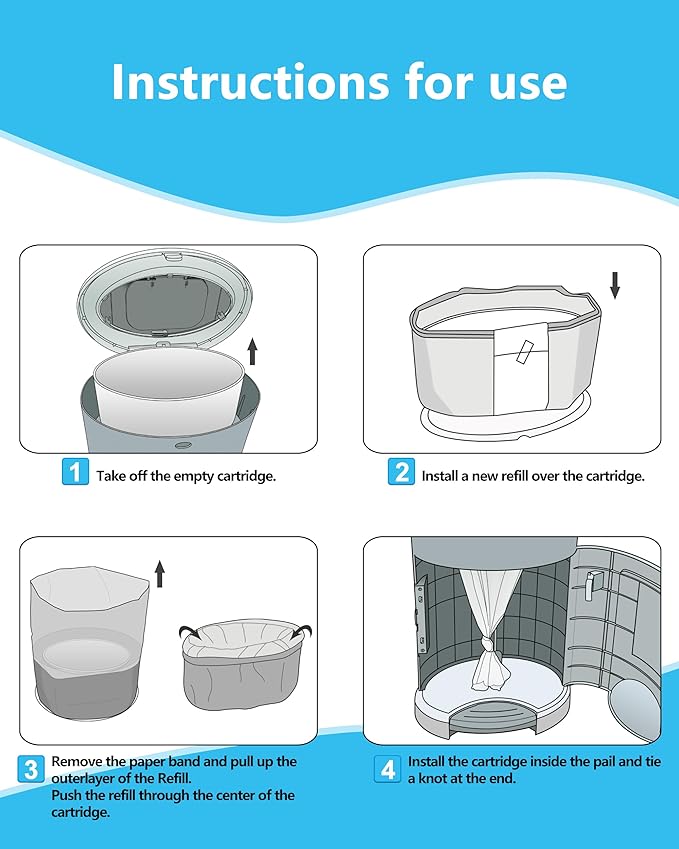 HIDALIFE Refills Compatible with Dekor Plus Diaper Pails, Disposable Diaper Trash Bags, Extra Thick Diaper Pail Refill Liners, Hold Up to 4640 Diapers (8 Pack)
