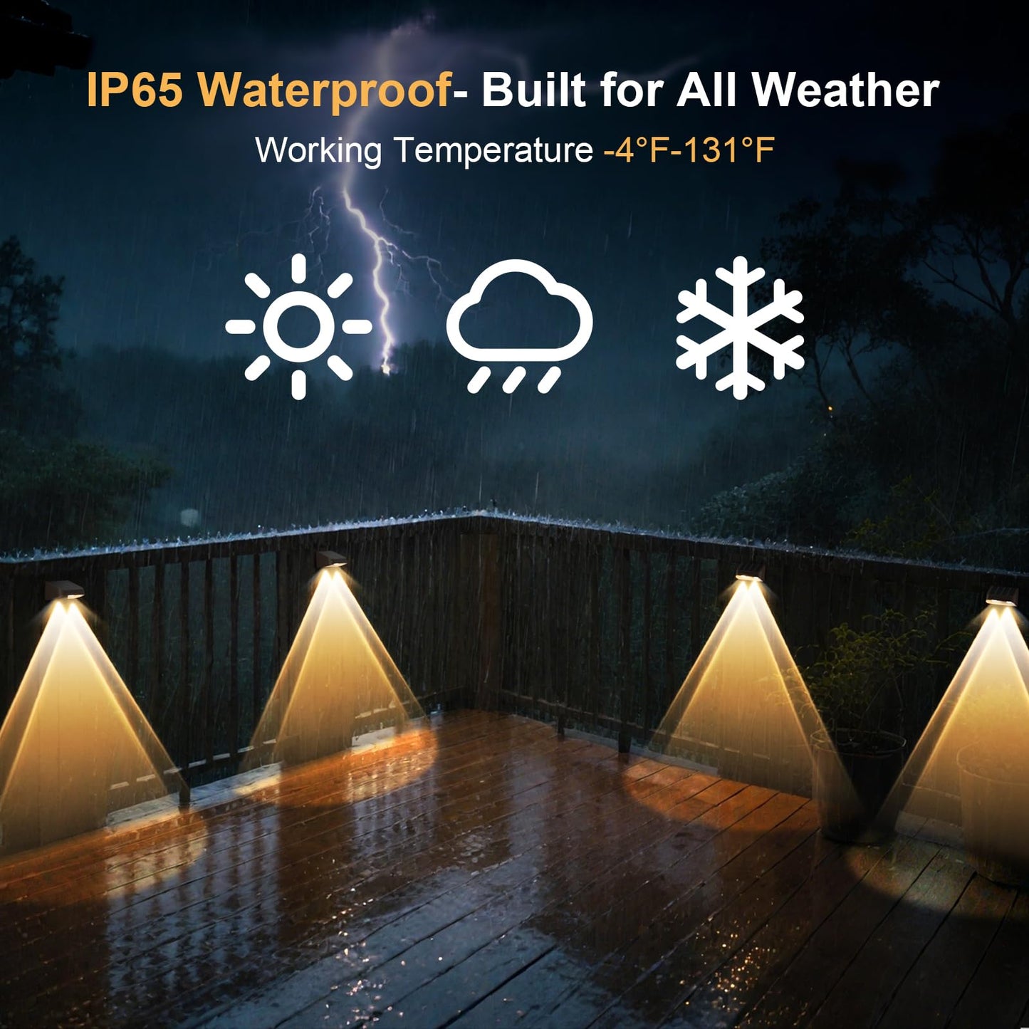 Super Long Lasting Solar Fence Lights Outdoor Deck Lights Waterproof Perfect For Winter And Rainy Days Dusk To Dawn High Brightness Solar Lighting For Wall Step Yard Patio Backyard (8Pack Brown)