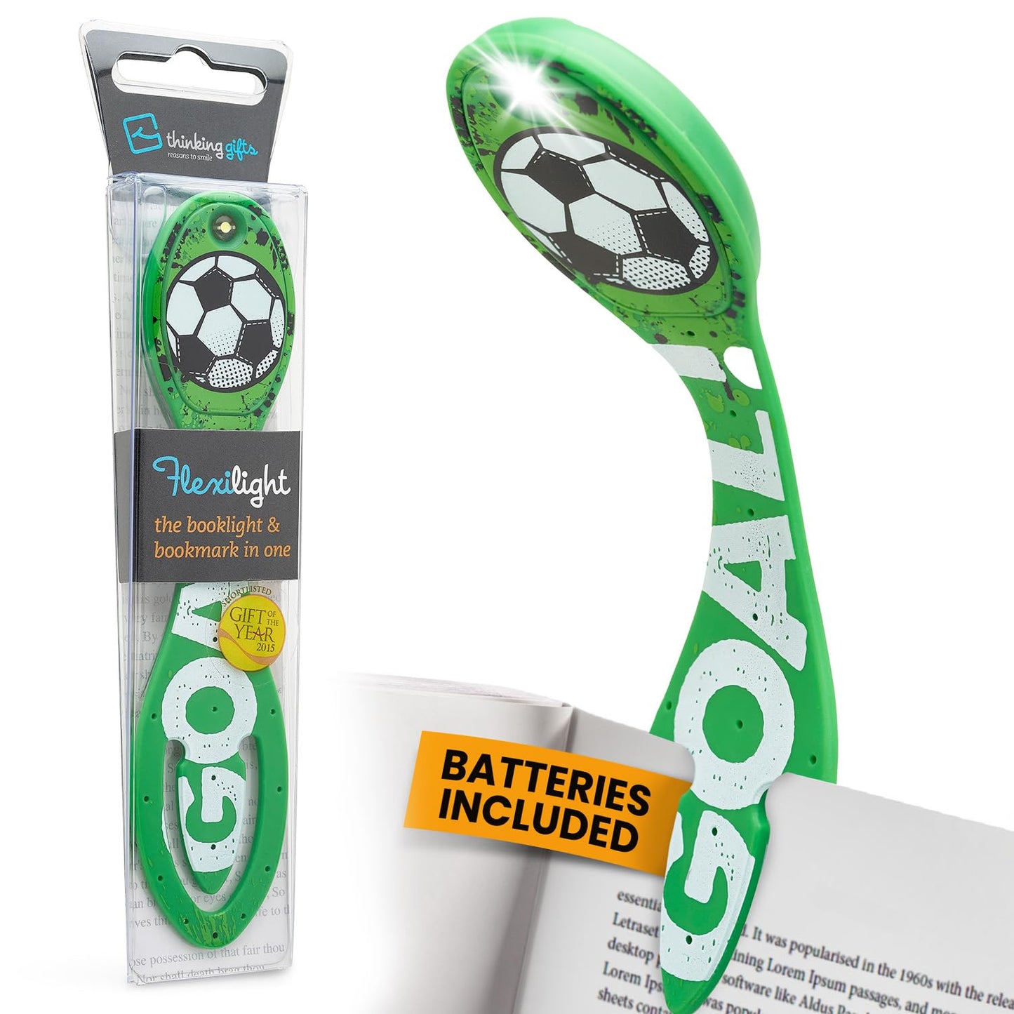 Gifts for Readers & Writers Flexilight Reading Light | LED Clip On Lamp | Battery Operated | Soccer
