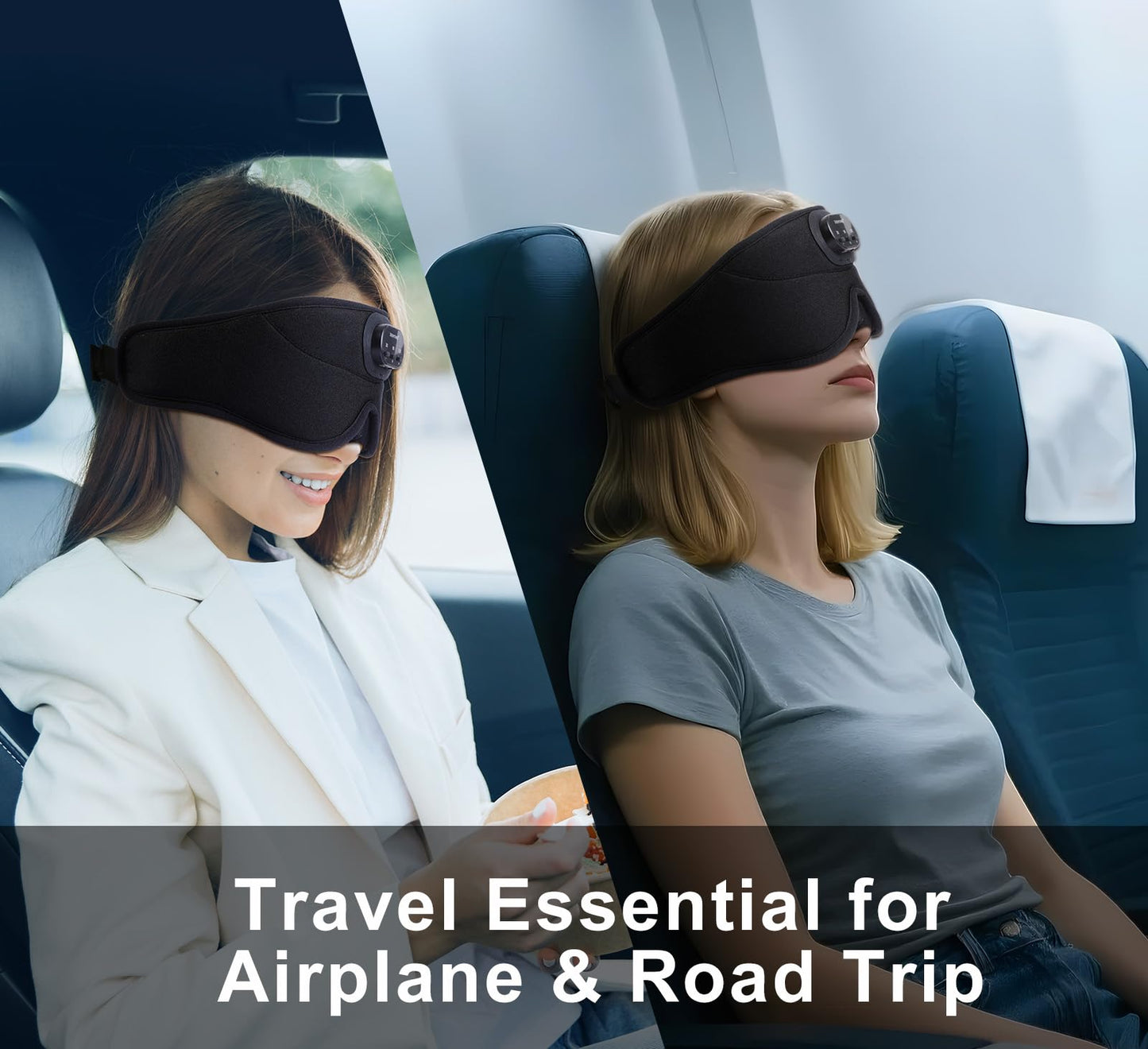 ZHENYEMEI Bluetooth Sleep Mask with Smart Timing, 100% Blackout 3D Contoured Eye Mask for Sleeping & Music Auto Shut Off, Breathable No Pressure for Side Sleeper Travel Essential Gift for Women Men