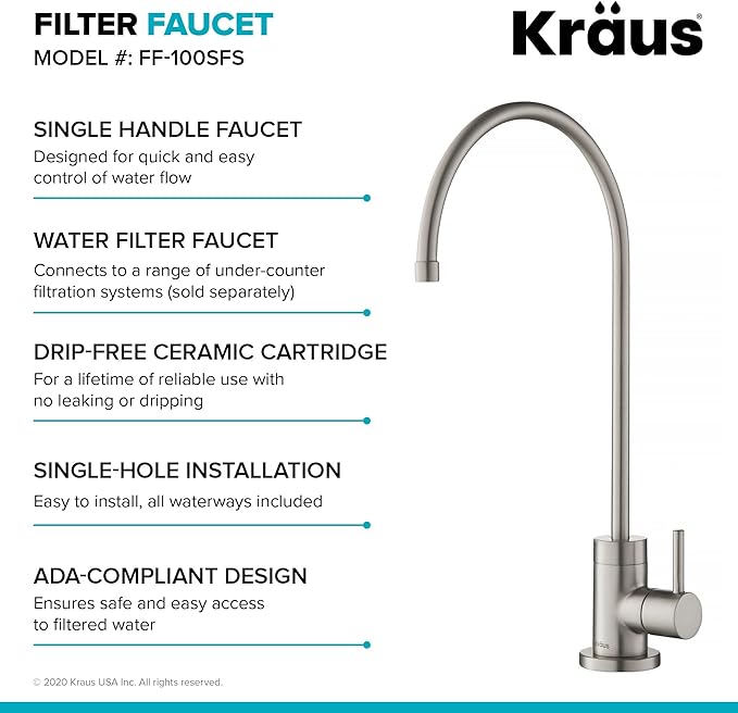 Kraus KPF-1610-FF-100SFACB Bolden Commercial Style Pull-Down Kitchen Purita Water Filter Faucet Combo, Spot Free Antique Champagne Bronze