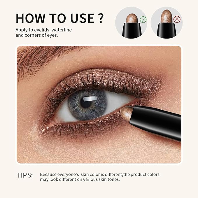 CHIFURE Eyeshadow Stick, Shimmer and Matte Cream Eye Shadow Brightener Sticks Eyeliner Pencil Crayon, Waterproof Long Lasting Eye Highlighter Stick Makeup,0.056 Oz(#3-Desert)