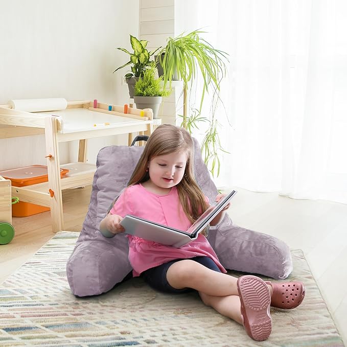 Nestl Reading Pillow Standard Bed Pillow, Back Pillow for Sitting in Bed Shredded Memory Foam Chair Pillow, Reading & Bed Rest Pillows Dusty Purple Back Pillow for Bed Chair Arm Pillow with Pockets