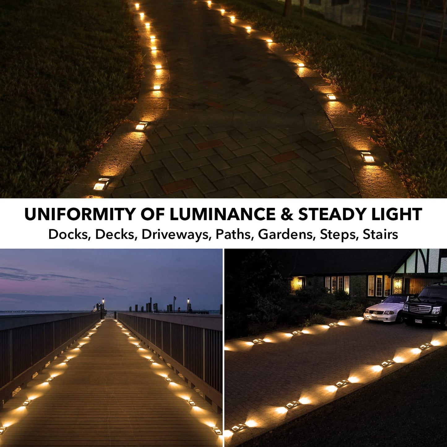 AGPTEK Solar Driveway Lights, LED Waterproof Marker Lights, 1 Pack, Aluminum, Warm White, Model APOLD2