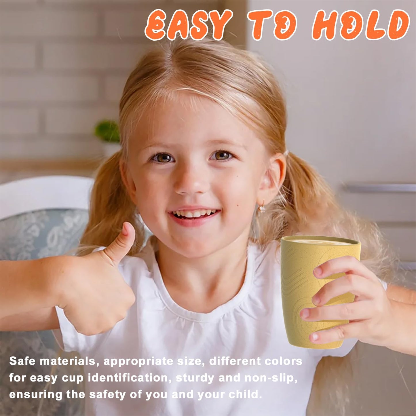 Homienly Wheat Straw Cups Alternative to Plastic Cups Set of 4 Premium Drinking Glasses - 12 OZ, Unbreakable Drinking Cups, Dishwasher & Microwave Safe Tumbler Cups for Kitchen, Kids, Picnic - Multi