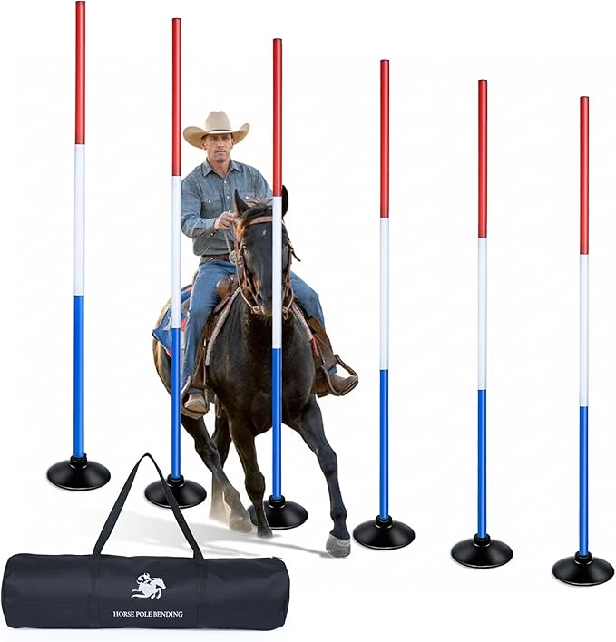 inoreal 6 Pcs 6FT Pole Bending Poles for Horses, Adjustable Equestrian Sports Training Equipment for Horses, Agility Poles...