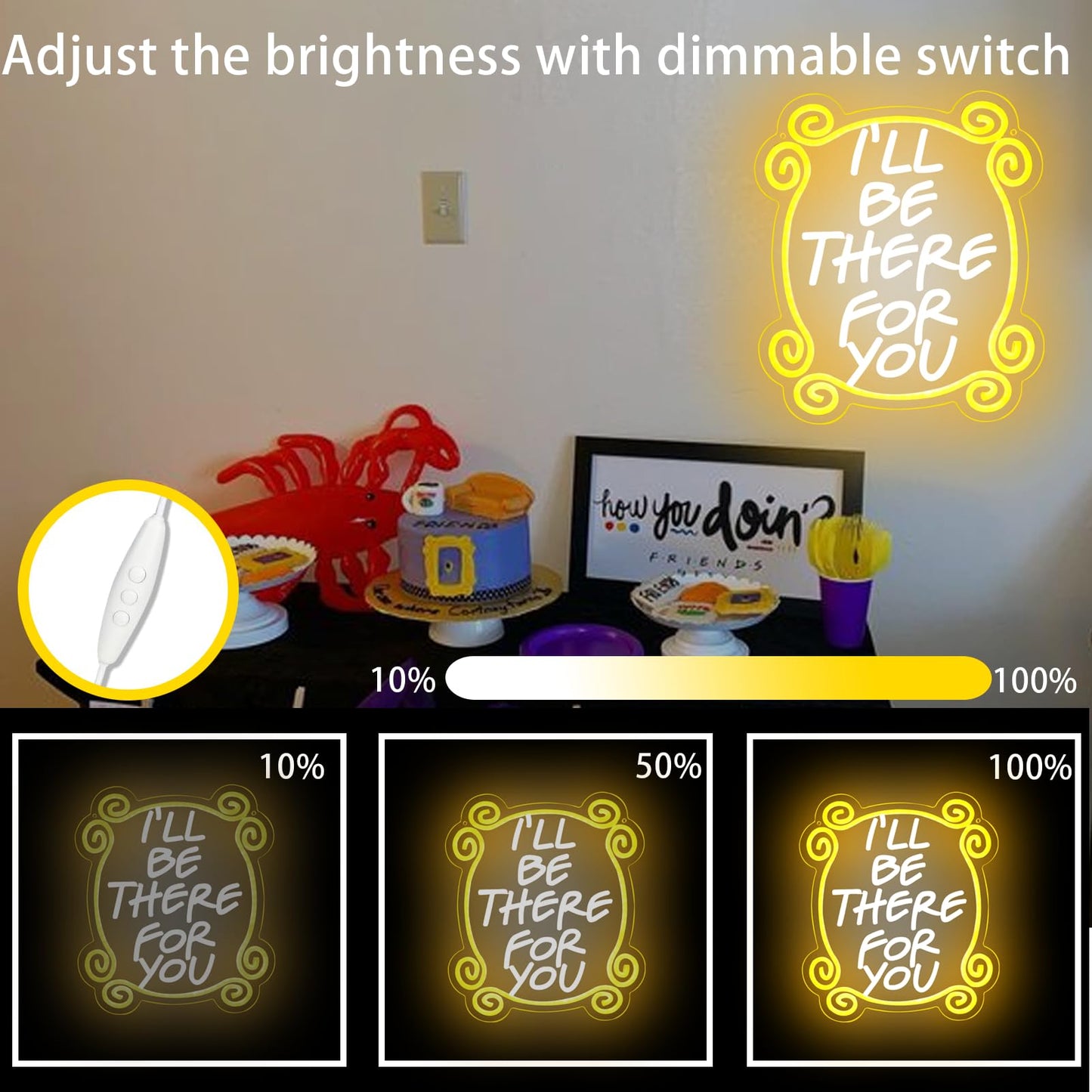 Tiabuy Friends TV Show Neon Signs, Monica's Door Neon Lights, Friends gifts I'll Be There for You Neon Sign for Wall Decor Dimmable LED Neon Signs for Birthday Gifts Party Day Decor 17 * 13 inch