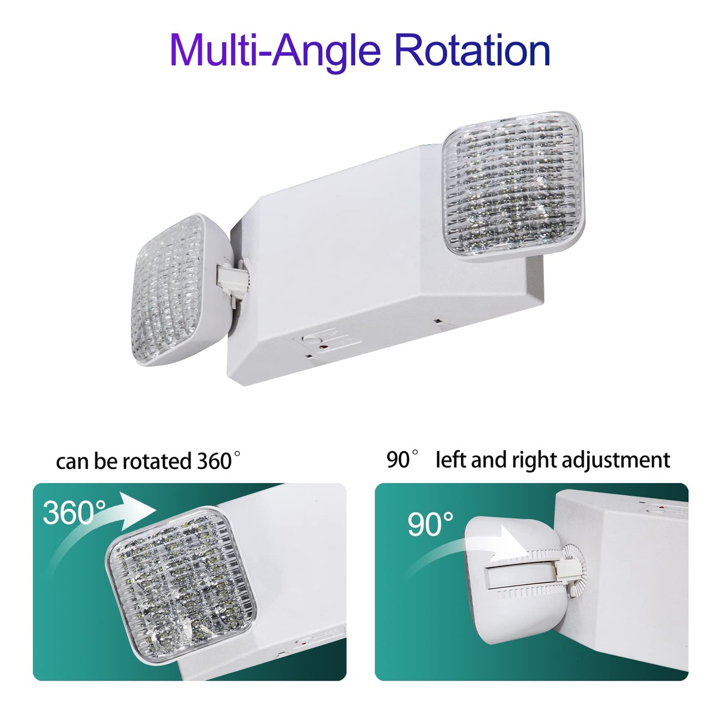 Gzruiyang Emergency Lights With Battery Backup  Led Commercial Emergency Lighting Fixtures Two Head Adjustable  Ul 924 Certified  Hardwired Emergency Exit Light For Business - 6 Pack(White)