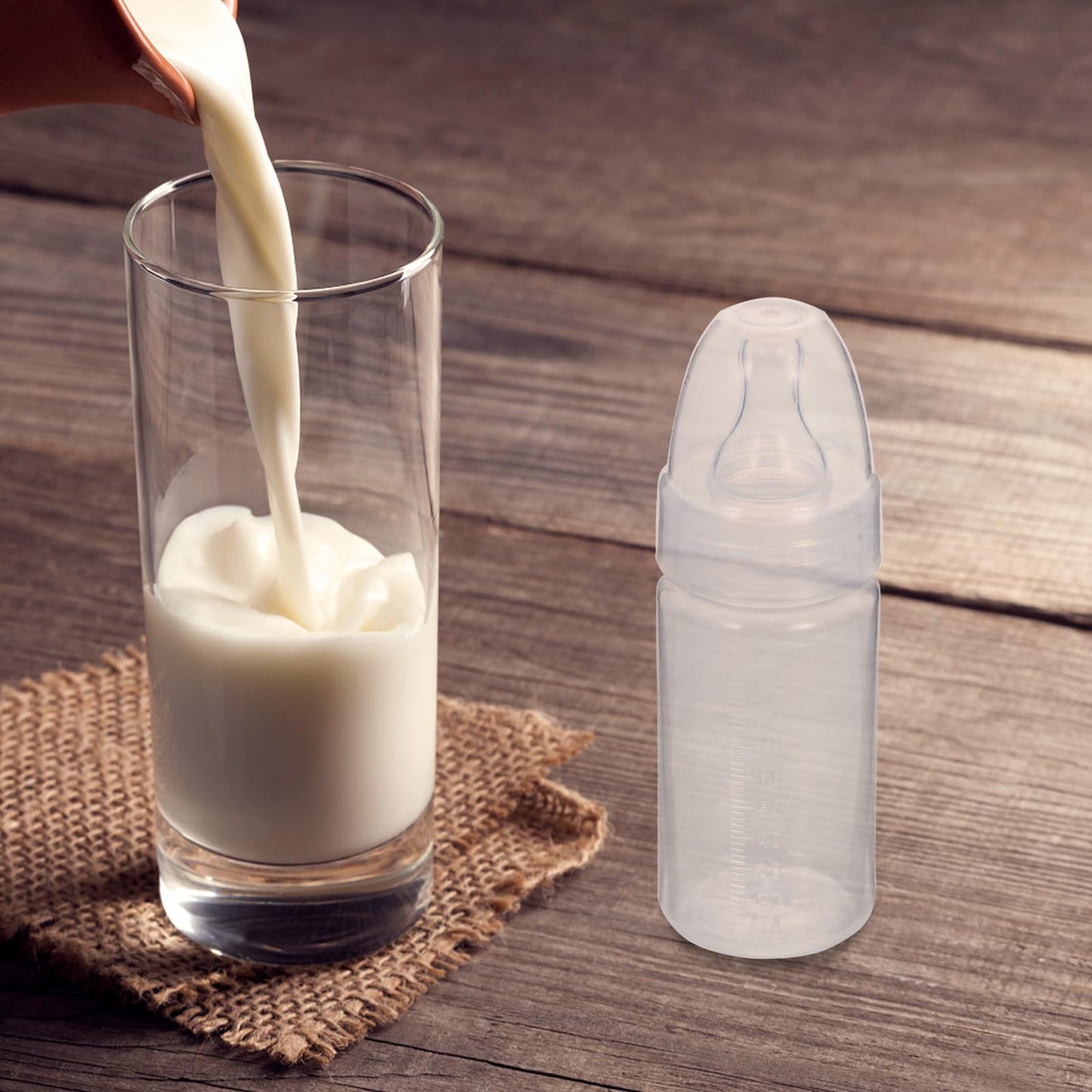 EXCEART ewborn Disposable Milk Bottle 5Pcs Clear Scale Milk Powder Bottles Infants Baby Bottles with Nipple (White)