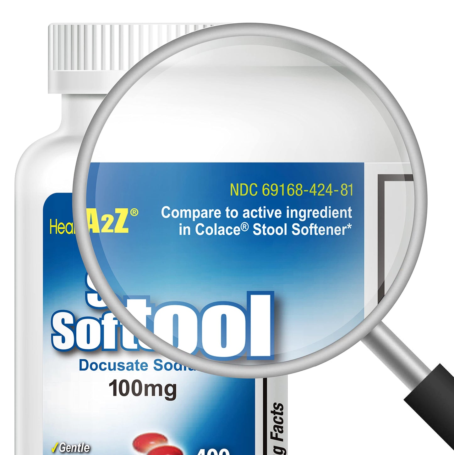 HealthA2Z® Stool Softener | Docusate Sodium 100mg | Red Capsules | Dependable | Gentle Constipation Relief (400 Counts (Pack of 2))