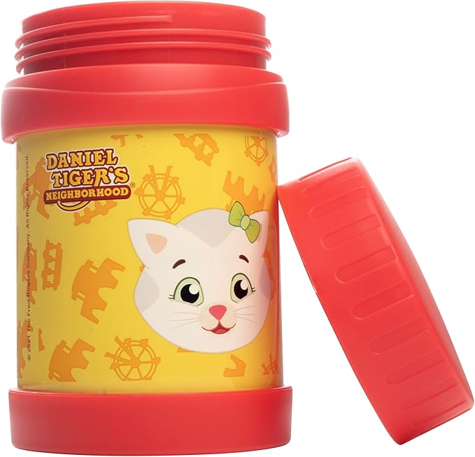 Daniel Tiger's Neighborhood Stainless Steel 13 oz Food Jar for Kids, Red -Double Wall Insulated, Leak-Proof thermos Jar Keeps Liquids & Food Hot or Cold for Hours-Fits Inside All Lunch Boxes & Bags