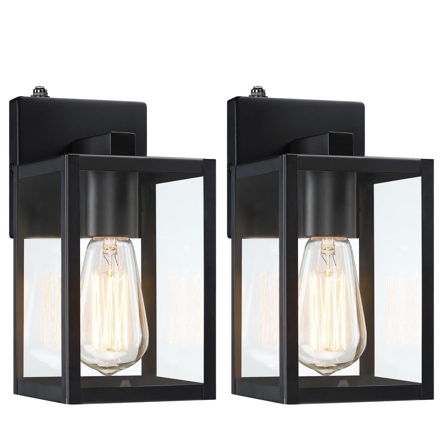 Faymart Lighting 2 Pack Small Outdoor Sconce Lights 10 Inch Outdoor Wall Lantern Light Exterior Sconce Metal And Glass Small Porch Light  Black Outdoor Lanterns For Front Porch Garage Balcony