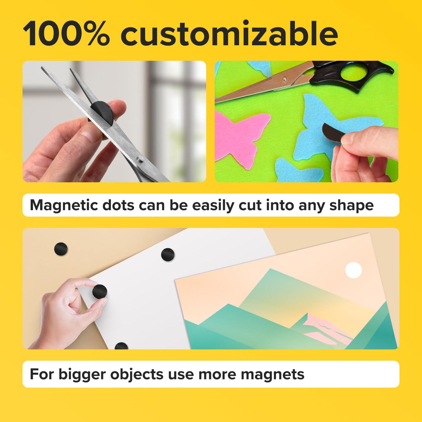 Peel-&-Stick Flexible Adhesive Magnets - 45 (0.8"x0.08") Magnetic Dots for Office Supplies, Whiteboard, Crafts, Fridge, & School Projects