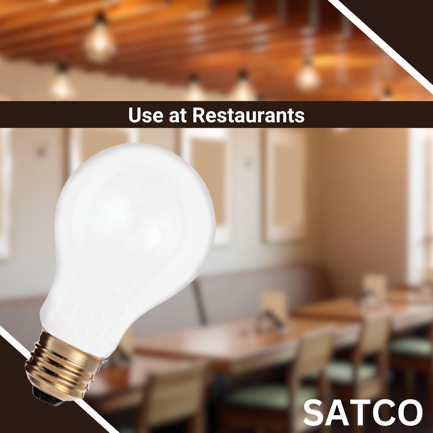 Satco S3950 A19 Incandescent Bulb, 25W, 130V, Frosted Finish, 180 Lumens, Medium E26 Base, Dimmable, 2700K Warm White, 2,500 Hour Lifespan (12 Bulbs)